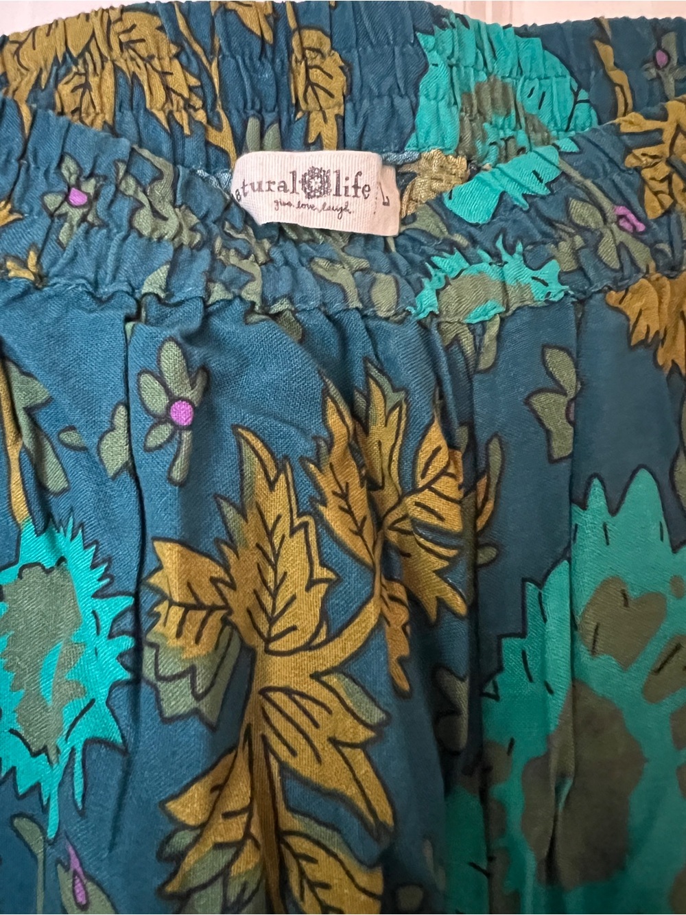 NATURAL LIFE Teal & Olive Floral High-Waist Women’s Shorts - Picture 3 of 8